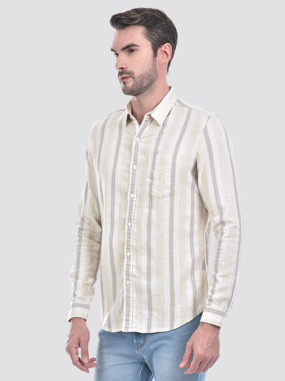 Numero Uno Men Striped White Shirt